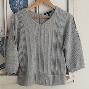 Adrienne Vittadini Gray V-Neck Sweater